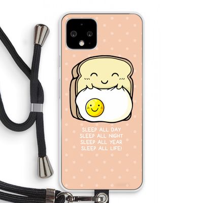 Sleep All Day: Pixel 4 Transparant Hoesje met koord