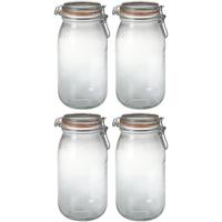 Voorraad/weckpot - 4x - transparant - glas - 25,2 x 8,5 cm - 2 L - Le Parfait