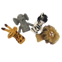 Papoose Toys Papoose Toys African Animal Finger Puppets/4pc - thumbnail