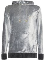 Giuseppe Zanotti hoodie en velours à logo brodé - Gris