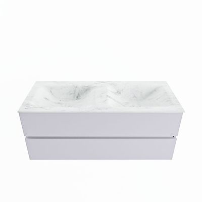 MONDIAZ VICA-DLUX 120cm badmeubel onderkast Cale 2 lades. Inbouw wastafel CLOUD dubbel 2 kraangaten, kleur Opalo.