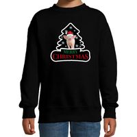 Dieren kersttrui varken zwart kinderen - Foute varkens kerstsweater - thumbnail