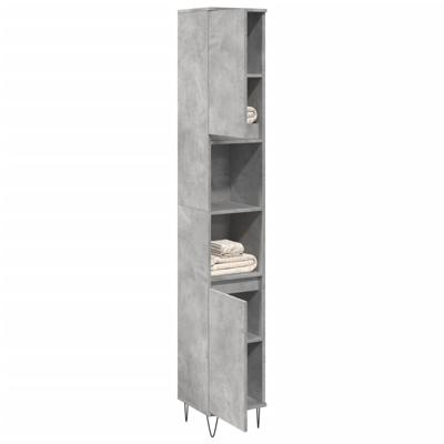 Badkamerkast 30x30x190 cm bewerkt hout betongrijs