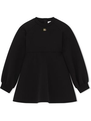Dolce & Gabbana Kids robe-pull à plaque logo - Noir