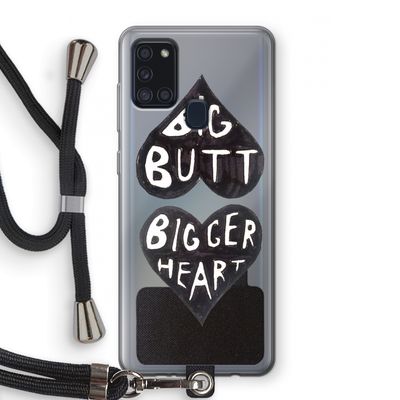 Big butt bigger heart: Samsung Galaxy A21s Transparant Hoesje met koord