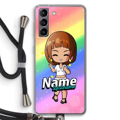 Chibi Maker vrouw: Samsung Galaxy S21 Transparant Hoesje met koord