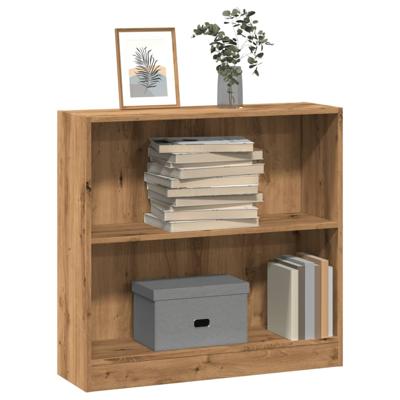 Boekenkast 80x24x76 cm bewerkt hout artisanaal eikenkleurig