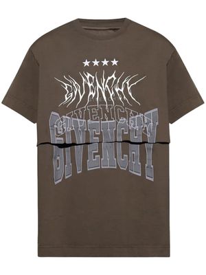 Givenchy t-shirt en coton à design superposé - Marron