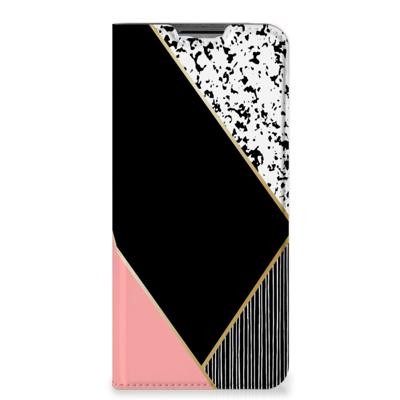 OPPO A54s | A16 | A16s Stand Case Zwart Roze Vormen OPPO A54s | A16 | A16s Stand Case Zwart Roze Vormen