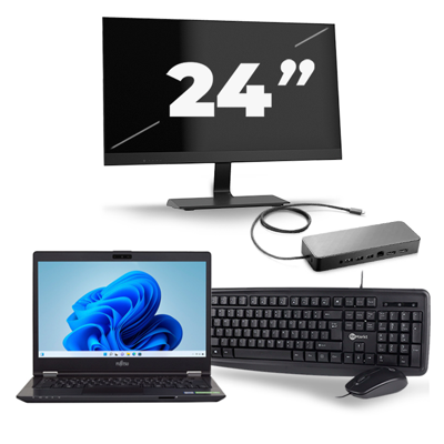 Fujitsu LifeBook U749 - Intel Core i5-8e Generatie - 14 inch - 16GB RAM - 256GB SSD - Windows 11 + 1x 24 inch Monitor