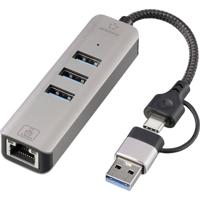 Renkforce RF-EAWH-300 USB-hub 3 poorten Met ingebouwde netwerkaansluiting Grijs