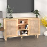 Dressoir 105x30x60 cm massief grenenhout en rattan bruin