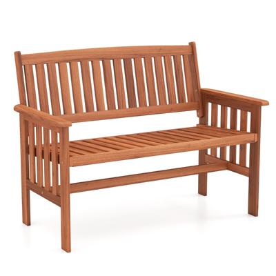 Houten Tuinbank Terrasbank voor 2 Personen met Rugleuning Armleuningen en Lattenbodem Houten Buitenbank Draagvermogen 150 kg 119 x 59,5 x 89 cm