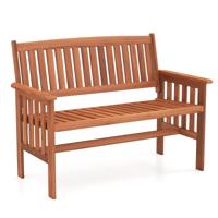 Houten Tuinbank Terrasbank voor 2 Personen met Rugleuning Armleuningen en Lattenbodem Houten Buitenbank Draagvermogen 150 kg 119 x 59,5 x 89 cm