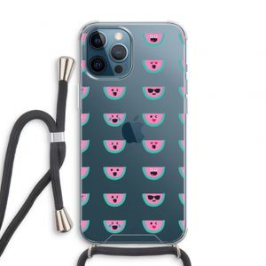 Smiley watermeloenprint: iPhone 12 Pro Transparant Hoesje met koord