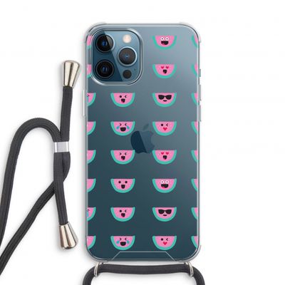 Smiley watermeloenprint: iPhone 12 Pro Transparant Hoesje met koord