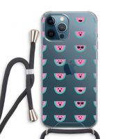 Smiley watermeloenprint: iPhone 12 Pro Transparant Hoesje met koord