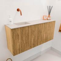 Toiletmeubel Mondiaz Joya Dlux | 90 cm | Meubelkleur Oak | Faye wastafel Meli Wasbak Links | Zonder kraangat(en)
