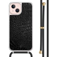 iPhone 13 hoesje met zwart koord - Croco zwart