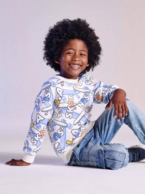 Sweater met skateprint wit, bedrukt
