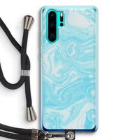 Waterverf blauw: Huawei P30 Pro Transparant Hoesje met koord
