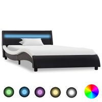 vidaXL Bedframe met LED kunstleer zwart en wit 120x200 cm - thumbnail