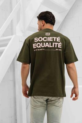 Equalité Societé T-Shirt Heren Donkergroen - Maat XS - Kleur: DonkergroenRoze | Soccerfanshop