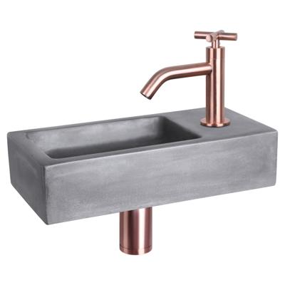 Differnz Ravo fonteinset beton donkergrijs - kraan kruis - 38.5 x 18.5 x 9 cm - rood koper