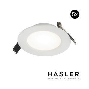 Inbouwspot Häsler Toscana Incl. Fase Aansnijding Dimbaar 9.2 cm 4 Watt Helder Wit RVS Wit Set 5x