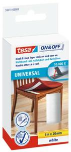 TESA On & Off 55231-03-00 Klittenband Om vast te plakken, Om op te naaien Haak- en lusdeel (l x b) 1000 mm x 20 mm Wit 1 stuk(s)