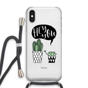 Hey you cactus: iPhone XS Transparant Hoesje met koord