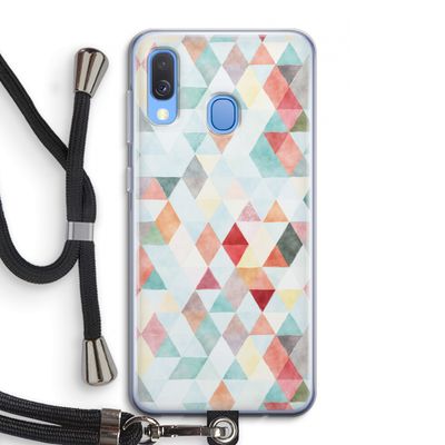 Gekleurde driehoekjes pastel: Samsung Galaxy A40 Transparant Hoesje met koord