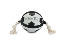 Beeztees action voetbal met touw - hondenspeelgoed - 19 cm