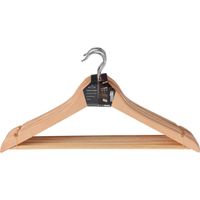 Set van 6x houten kledinghangers met broekstang Set van 6x houten kledinghangers met broekstang