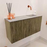 Toiletmeubel Mondiaz Joya Dlux | 80 cm | Meubelkleur Dusk | Faye wastafel Glace Wasbak Rechts | Zonder kraangat(en)
