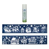 Kerst sfeer raamsjablonen met ECO spuitsneeuw - 9x stuks - 24 x 60 cm - raamdecoratie