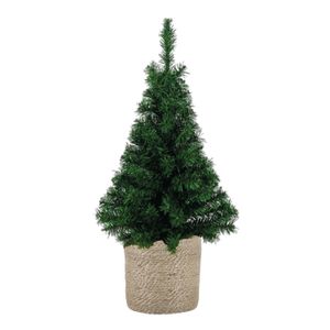 Kunstboom/kunst kerstboom 75 cm met naturel jute pot