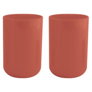 Drinkbeker/limonadebeker - 4x - PS kunststof - terracotta - 490 ml