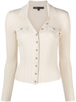 Maje spread-collar ribbed-knit cardigan - Tons neutres