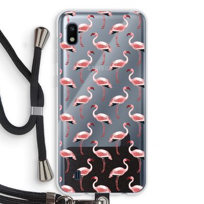 Flamingoprint groen: Samsung Galaxy A10 Transparant Hoesje met koord