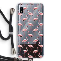 Flamingoprint groen: Samsung Galaxy A10 Transparant Hoesje met koord