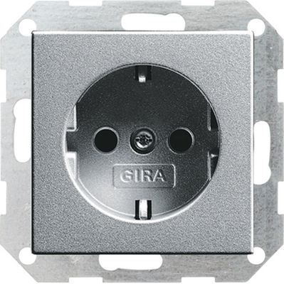 Gira 1-voudige wandcontactdoos met randaarde aluminium