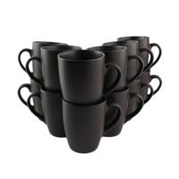 OTIX Koffiekopjes - met Oor - Koffietassen - Set van 12 - Mat - Zwart - 340ml - thumbnail