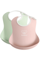 BabyBjörn Baby Slabbetje groot duopack Pastelgroen/Pastelroze - thumbnail