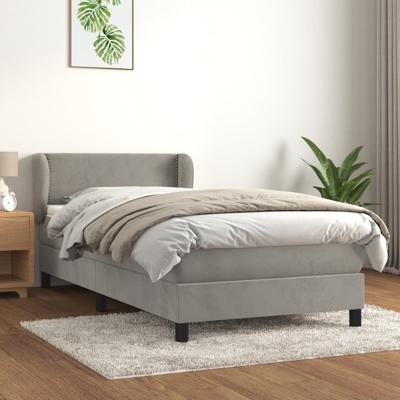 Boxspring met matras fluweel lichtgrijs 90x190 cm