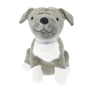 H&amp;S Collection Deurstopper - hond - licht grijs - 27 x 20 x 27 cm - polyester - dieren thema deurstoppers   -