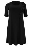 Yoek Jurk A-line zipflower | Zwart | Maat 46/48