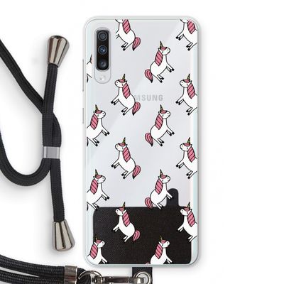 Eenhoorns overal: Samsung Galaxy A70 Transparant Hoesje met koord
