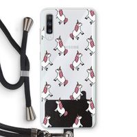 Eenhoorns overal: Samsung Galaxy A70 Transparant Hoesje met koord