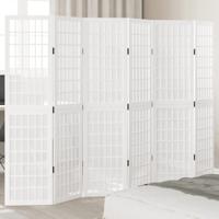 Kamerscherm met 6 panelen massief paulowniahout wit
